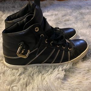 Men’s Versace Collection high top sneakers zippers design